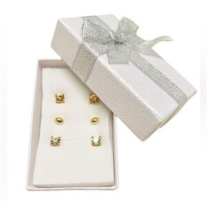 LOFT Elegant Gold-Toned, Clear, Peach Post Back Earrings